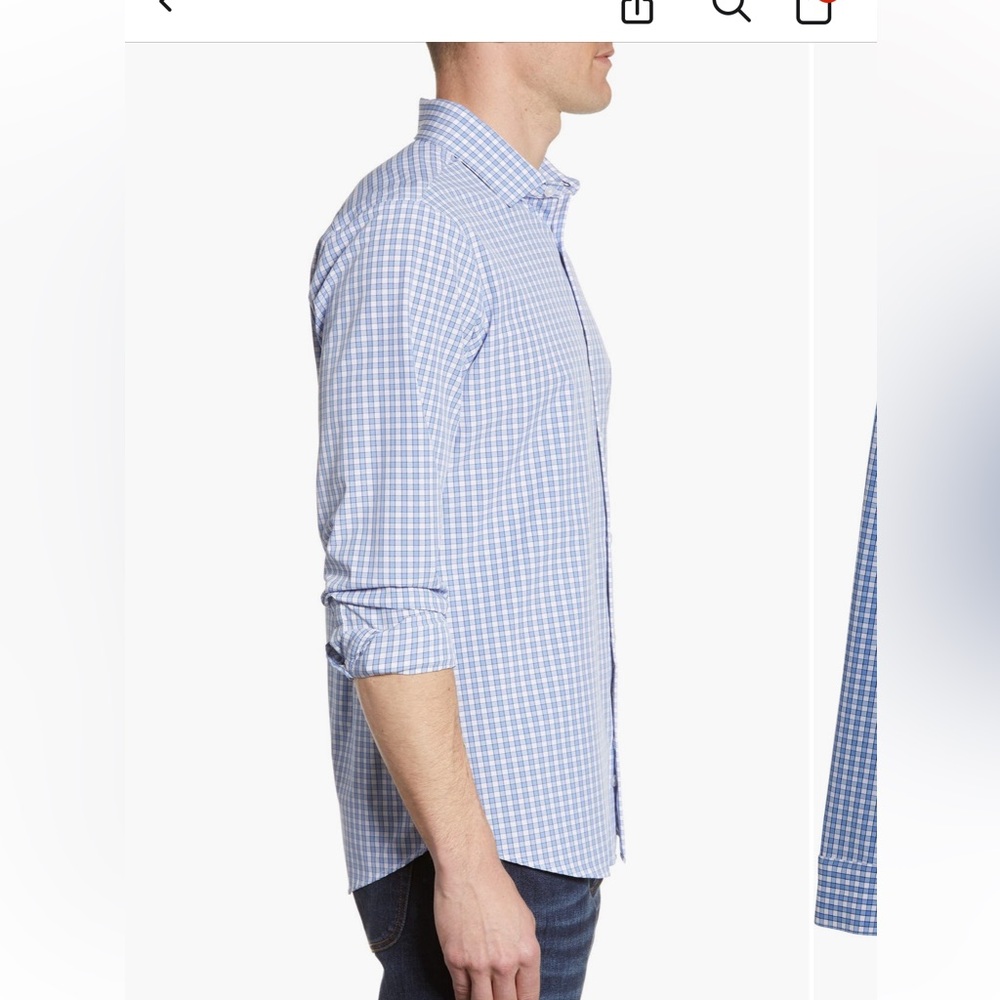 Mizzen+Main Men's Performance Shirt Blue Alexander Checkered Shirt XL Trim Fit - Picture 7 of 14